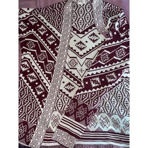 Burgundy and White Cozy cardigan